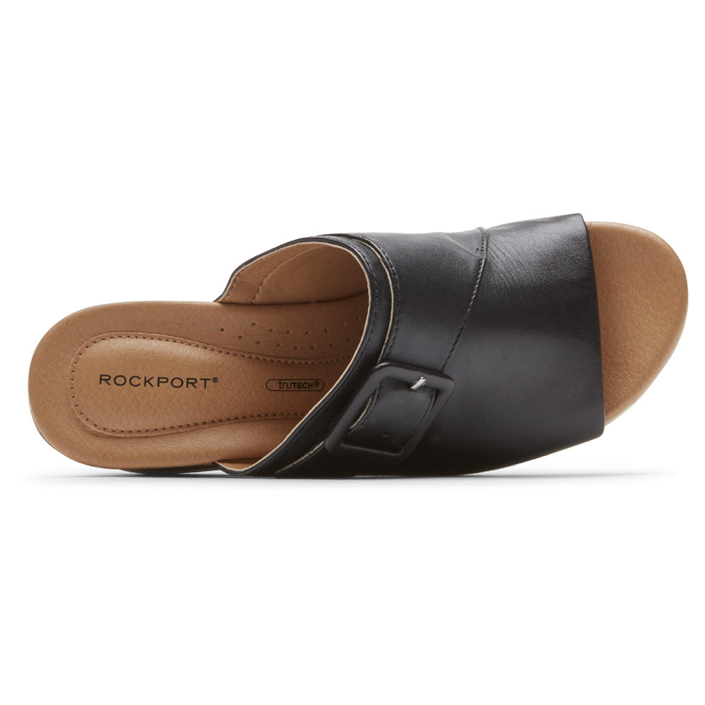 Rockport Womens Lyla Buckle - Slides Black - OVS418956